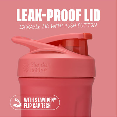 BlenderBottle Strada Shaker Cup Insulated Stainless Steel Water Bottle with Wire Whisk, 24-Ounce, Black