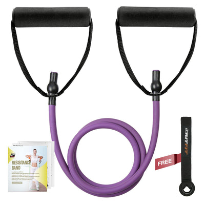 RitFit Single Resistance Exercise Band with Comfortable Handles - Ideal for Physical Therapy, Strength Training, Muscle Toning - Door Anchor and Starter Guide Included