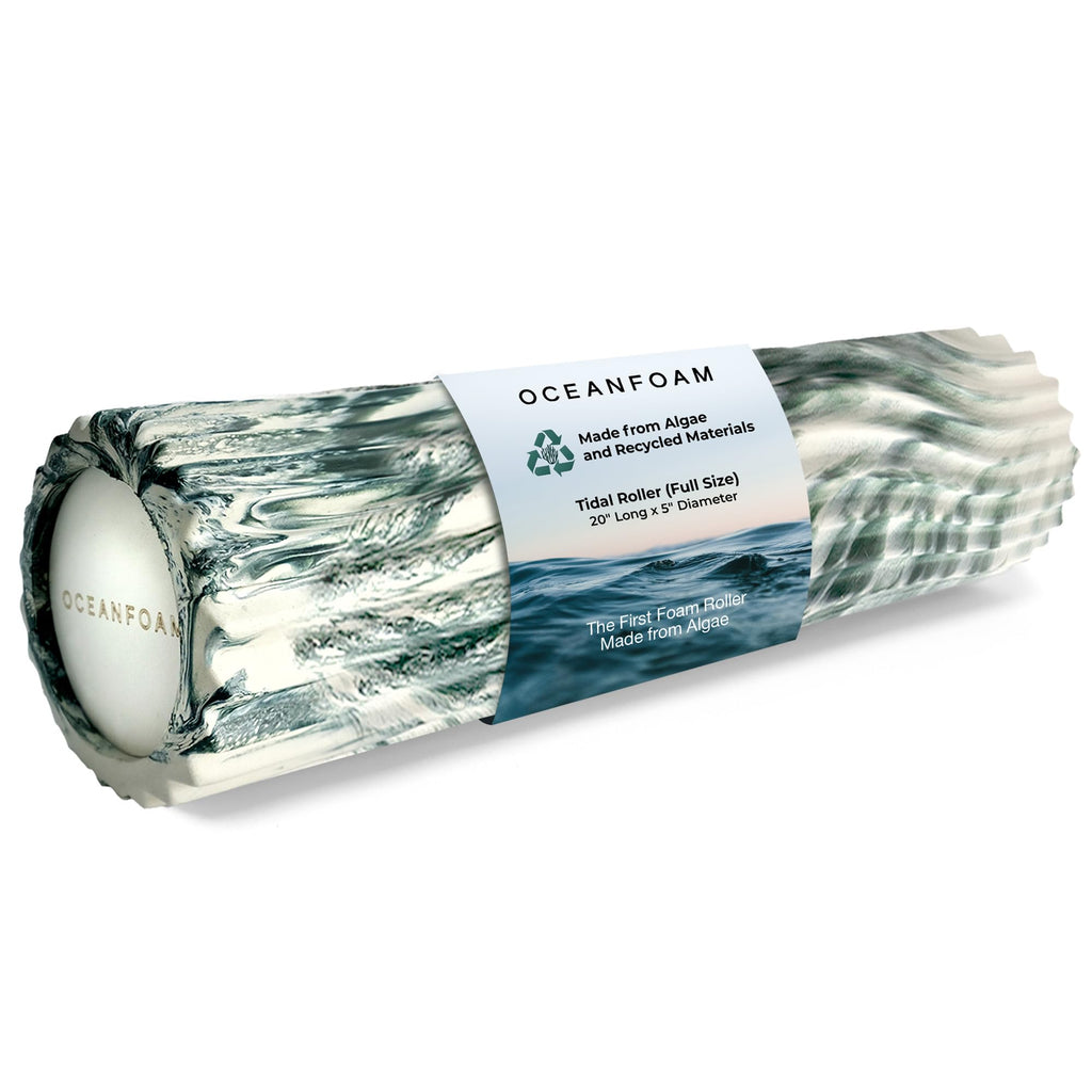 Oceanfoam Tidal Roller - Natural - Muscle Massage Foam Roller for Back Pain & Stretching - Firm and Ergonomic Wide Wave Textured - Yoga, Athletics, & Wellness - Full Size, 20" x 5"