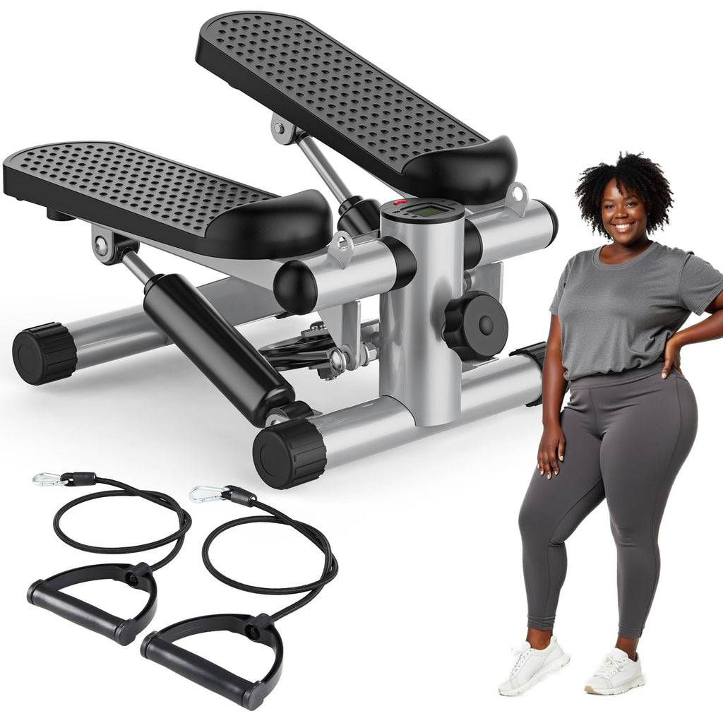 OLIXIS Steppers for Exercise at Home Workout Equipment, Mini Stepper Exercise Machine for Senior Citizens, Twist Stepper with Resistance Bands, Cardio Weight Loss Equipment Home Fitness