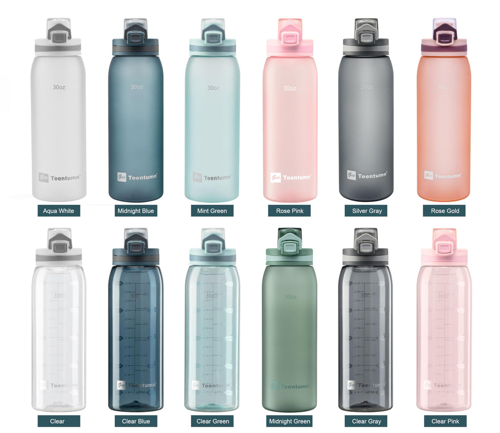 30oz Sport Water Bottle with Time Markers, Large Durable Gym Plastic Bottle Tritan BPA Free for Fitness, Outdoor Enthusiasts, Leakproof Gray (Pack of 1)