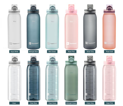 30oz Sport Water Bottle with Time Markers, Large Durable Gym Plastic Bottle Tritan BPA Free for Fitness, Outdoor Enthusiasts, Leakproof Gray (Pack of 1)