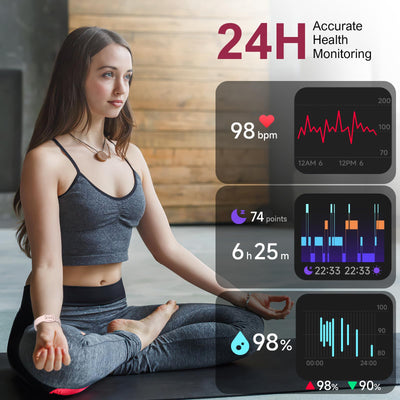 Fitness Tracker,Smart Watch with 24/7 Heart Rate Blood Oxygen Sleep Monitor,1.47" HD Touchsreen with Step & Calorie Counter 100+ Sport Modes Health Activity Trackers for Men and Women (Pink)