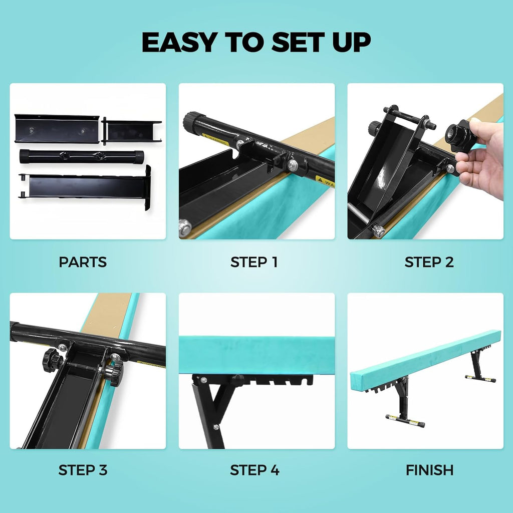 Balance Beam Adjustable 8ft, High and Lower Floor Beam Gymnastics Equipment for Kids Children, Gymnastics Beam with Legs for Home, Professional Training, Gymnastic Club Use