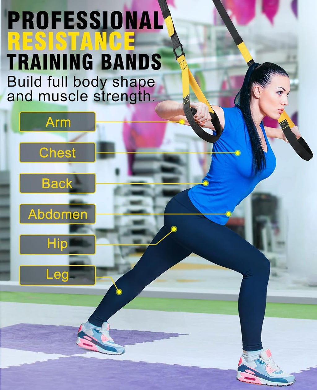 Home Resistance Training Kit, Resistance Trainer Fitness Straps for Full Body Workout, Bodyweight Resistance Bands with Handles, Door Anchor, Heavy Duty Exercise Bands for Home Gym Workout Equipment