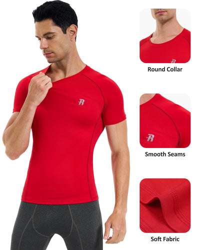 Runhit 3 Pack Men's Compression Shirts Short Sleeve Athletic T Shirt Cool Dry Workout Tops Sports Base Layer Undershirt