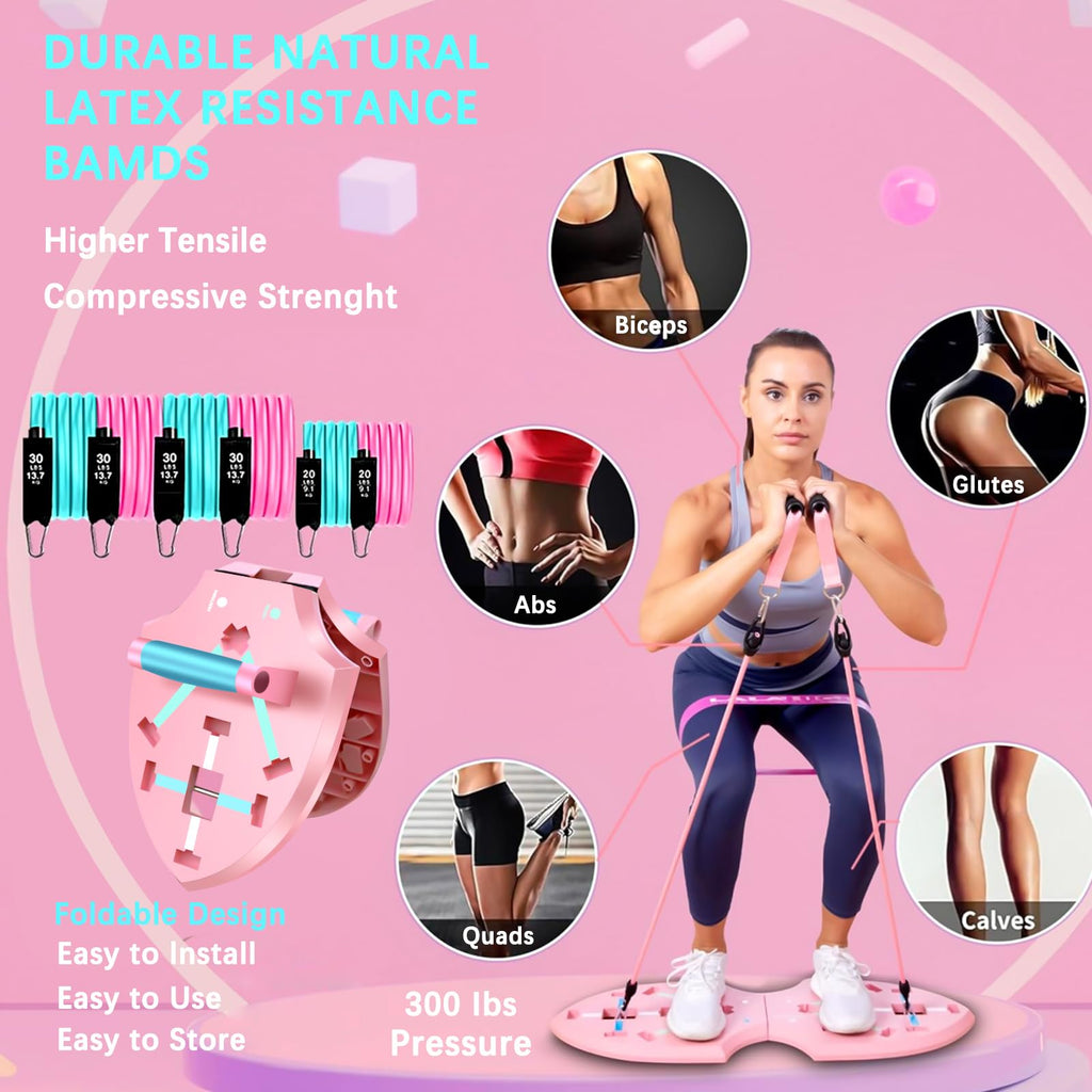 LALAHIGH Portable Home Gym System for Men and Women:Push Up Board, Pilates Bar & 20 Fitness Accessories with Resistance Bands and Ab Roller Wheel-Professional Strength Training Exercise