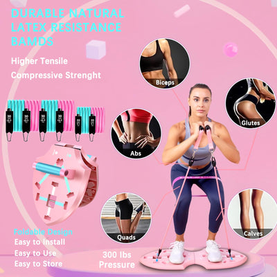 LALAHIGH Portable Home Gym System for Men and Women:Push Up Board, Pilates Bar & 20 Fitness Accessories with Resistance Bands and Ab Roller Wheel-Professional Strength Training Exercise