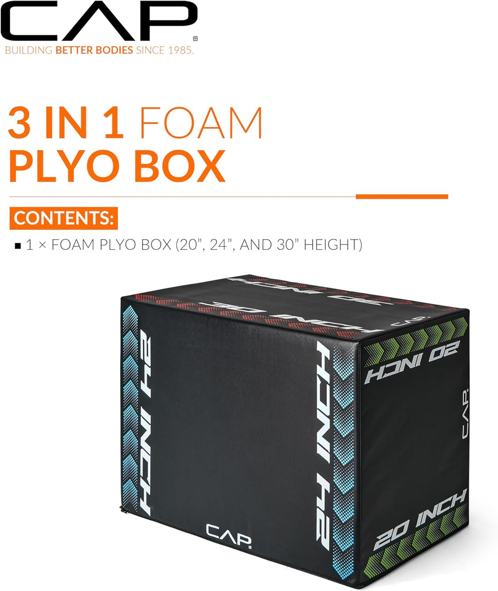 CAP Barbell 3-in-1 Foam Plyometric Jump Box – Adjustable Heights for Home Gym, HIIT, Step-Ups, Agility Drills & Strength Training