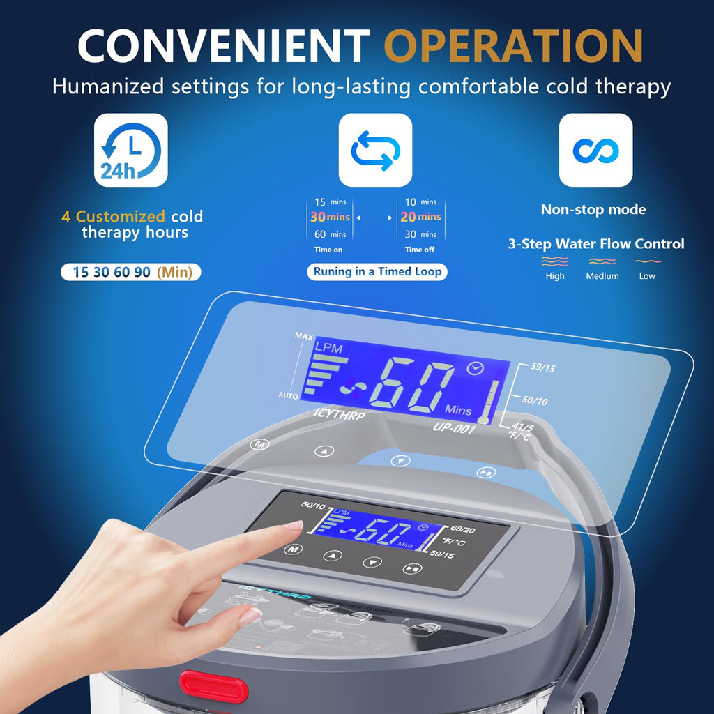 Cold Therapy Machine with Programmable Timer, Ice-Machine-for-Knee-After-Surgery, Knee Replacement Recovery Equipment, Cryotherapy Pain Relief w/Compression Pad for Shoulder, Ankle (Dark Grey)