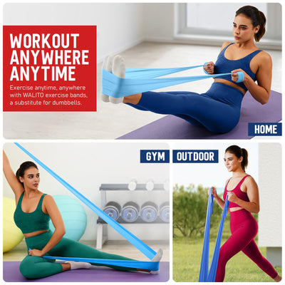 WALITO Resistance Bands for Working Out, Exercise Bands for Women and Men, Workout Bands for Physical Therapy, Stretch, Recovery, Pilates, Rehab, Strength Training and Home Gym