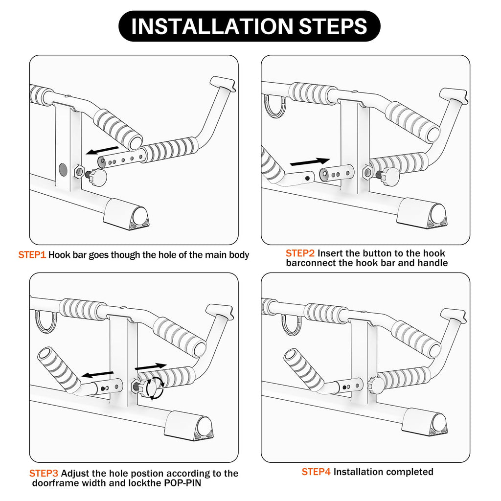 AmazeFan Pull Up Bar Doorway with Ergonomic Grip - Fitness Chin-Up Frame for Home Gym Exercise - Multi-Angle Grip - 2024 Upgrade Smart Hook (Fits Almost All Doors)