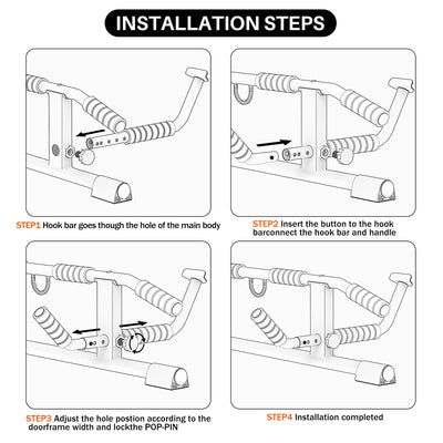 AmazeFan Pull Up Bar Doorway with Ergonomic Grip - Fitness Chin-Up Frame for Home Gym Exercise - Multi-Angle Grip - 2024 Upgrade Smart Hook (Fits Almost All Doors)