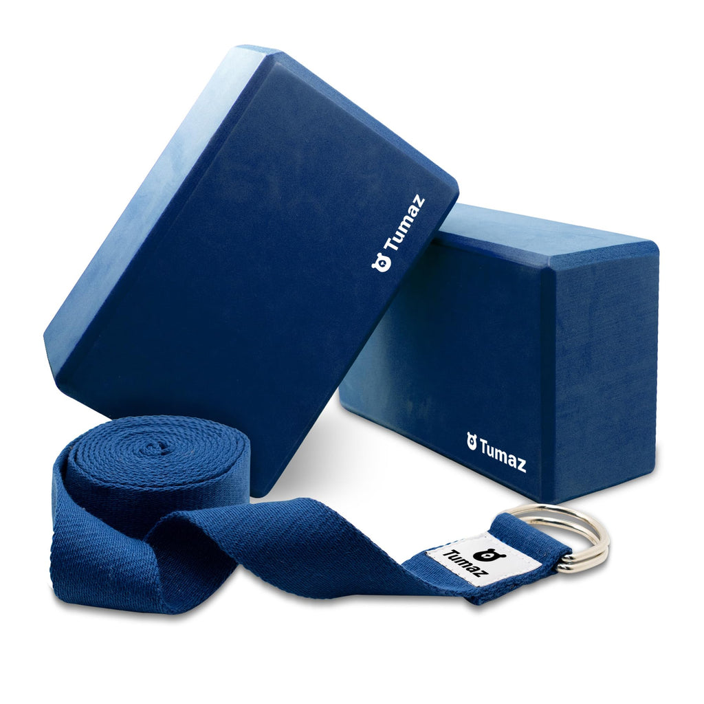 Tumaz Non-Slip Yoga Blocks 2-Pack - High Density/Lightweight EVA Foam & Natural Cork for Stability, Premium Set with E-Book Included
