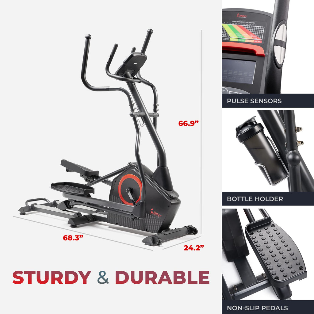 Sunny Health & Fitness Full Body Workout Elliptical Trainer with Digital Performance Monitor, Low Impact Exercise, and Optional Bluetooth with Exclusive SunnyFit App