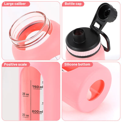 Glass Shaker Bottle 34oz/1L Black Glass Protein Shaker Bottle With Shaker Ball Large Shaker Bottles for Protein Mixes Portable Powder Mixer Blender Water Bottle for Gym Workout Sports