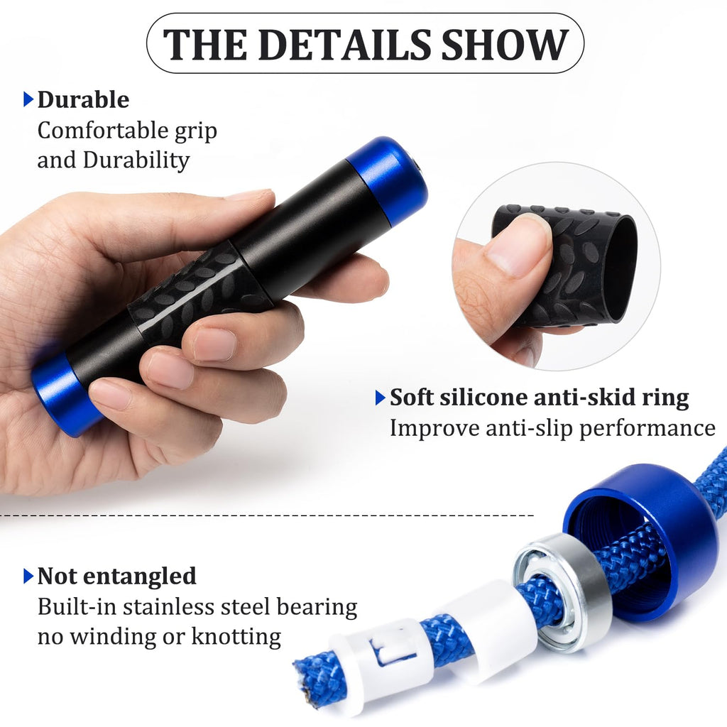 1LB Weighted Jump Ropes for fitness Women Men, Tangle-Free Ball Bearing Rapid Speed Skipping Jump Rope with Adjustable 9mm Cotton & PVC Cord, Aluminum Handles for MMA, Boxing, CrossFit, Weight-loss Workouts