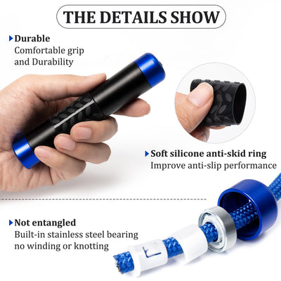 1LB Weighted Jump Ropes for fitness Women Men, Tangle-Free Ball Bearing Rapid Speed Skipping Jump Rope with Adjustable 9mm Cotton & PVC Cord, Aluminum Handles for MMA, Boxing, CrossFit, Weight-loss Workouts