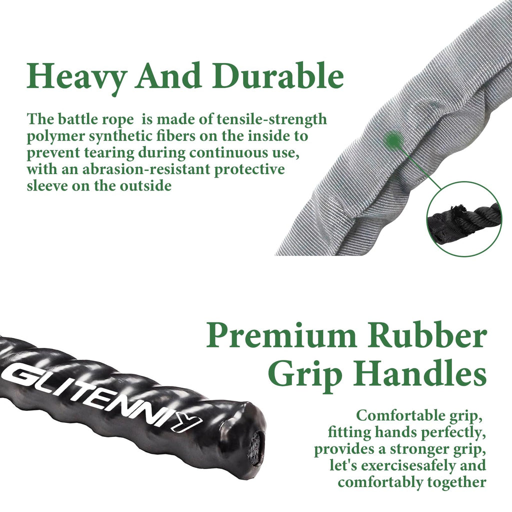 Battle Ropes Black Workout Rope 1 inch Battle Ropes for Home Gym 30ft Exercise Ropes for Working Out Heavy Ropes for Exercise Training Weighted Rope Weighted Workout Rope Battle Rope