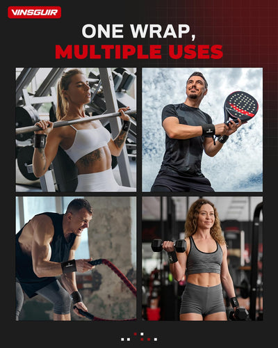 VINSGUIR 21'' Elastic Wrist Wraps for Weightlifting and Working Out(USPA Approved), Breathable Gym Wrist Sraps for Weightlifting with Thumb Loop and Left/Right Tabs, Wrist Brace for Wrist Support and Protection, Men and Women (Pair)