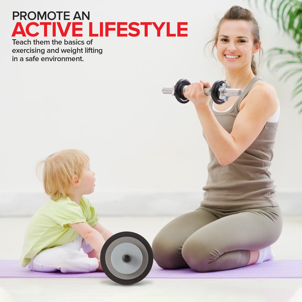 Modern Innovations Kids Weight Set (2 Pack) Toy Dumbbells, Baby Dumbbell Workout Weights, Fun Fitness and Exercise Equipment for Toddlers - Black & Gray…