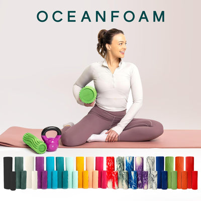 Oceanfoam Tidal Roller - Natural - Muscle Massage Foam Roller for Back Pain & Stretching - Firm and Ergonomic Wide Wave Textured - Yoga, Athletics, & Wellness - Full Size, 20" x 5"