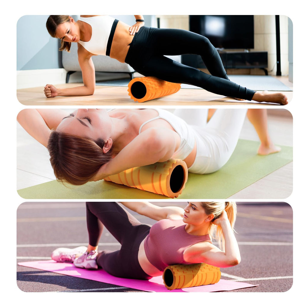 Foam Roller for Muscle Massager, Patented 13" High Density Exercise Roller for Muscle and Myofascial Trigger Point Release, Yoga, Back Roller for Fitness, Yoga (Purple)