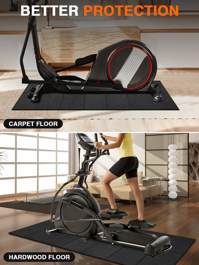 Treadmill Mat 96"x36", WERCHO Walking Pad Mat for Carpet Hardwood Floors 6mm Heavy-Duty Exercise Equipment Mat for Rowing Machine, Treadmil Pad, Spin Bike, Elliptical Trainer, Home, Gym
