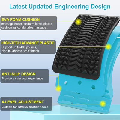 Back Stretcher for Lower Back Pain Relief, 3 Level Adjustable Lumbar Back Cracker Board, Back Cracking Device, Back Massager for Scoliosis, Spine Decompression