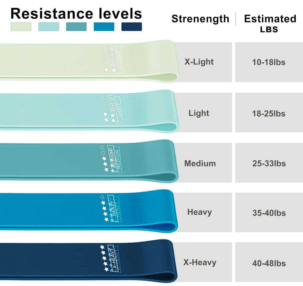 Resistance Loop Exercise Bands, Resistance Bands Exercise Bands for Home Fitness, Stretching, Strength Training, Physical Therapy,Elastic Workout Bands for Women Men Kids, Set of 5