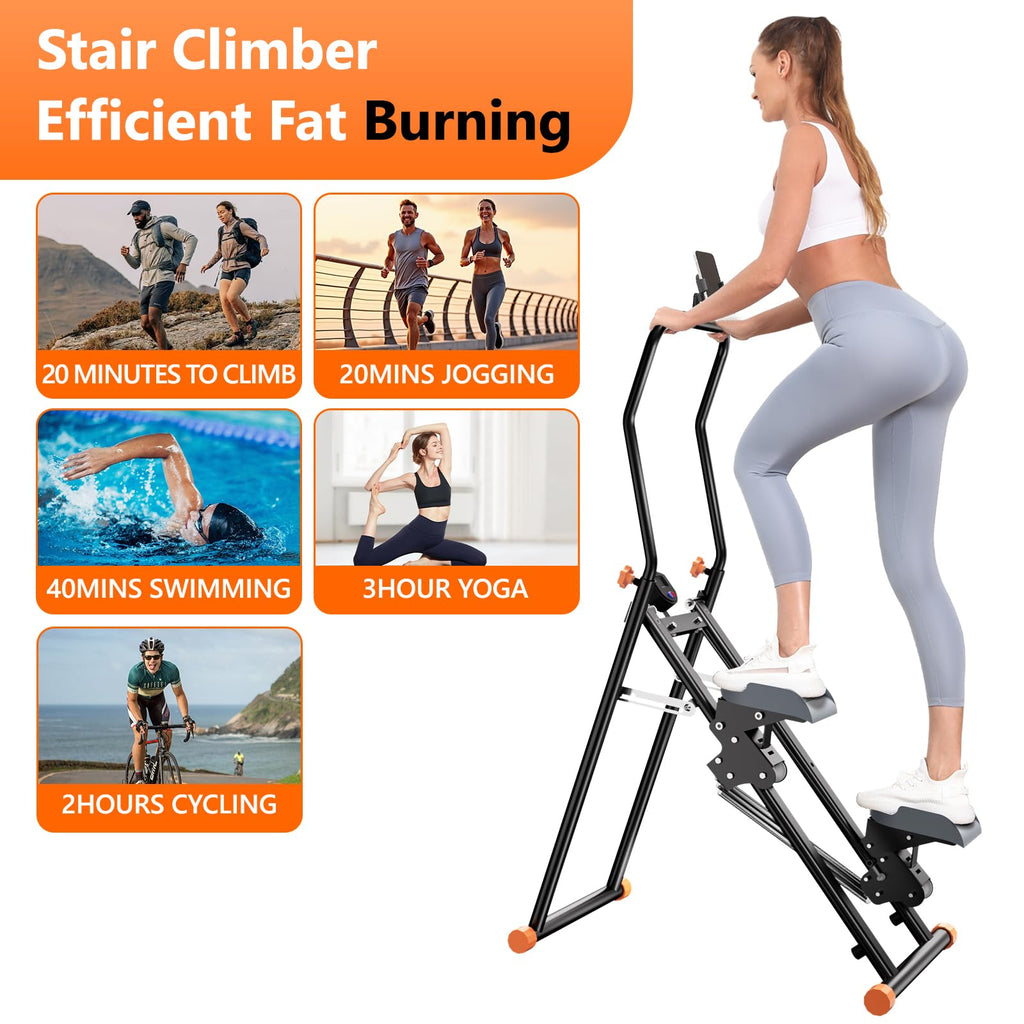 Stair Stepper for Home, Upgraded Vertical Climber Machine for Full-Body Workout, Compact Folding Cardio Exercise Climber, Resistance Adjustable Handlebar & Pedals