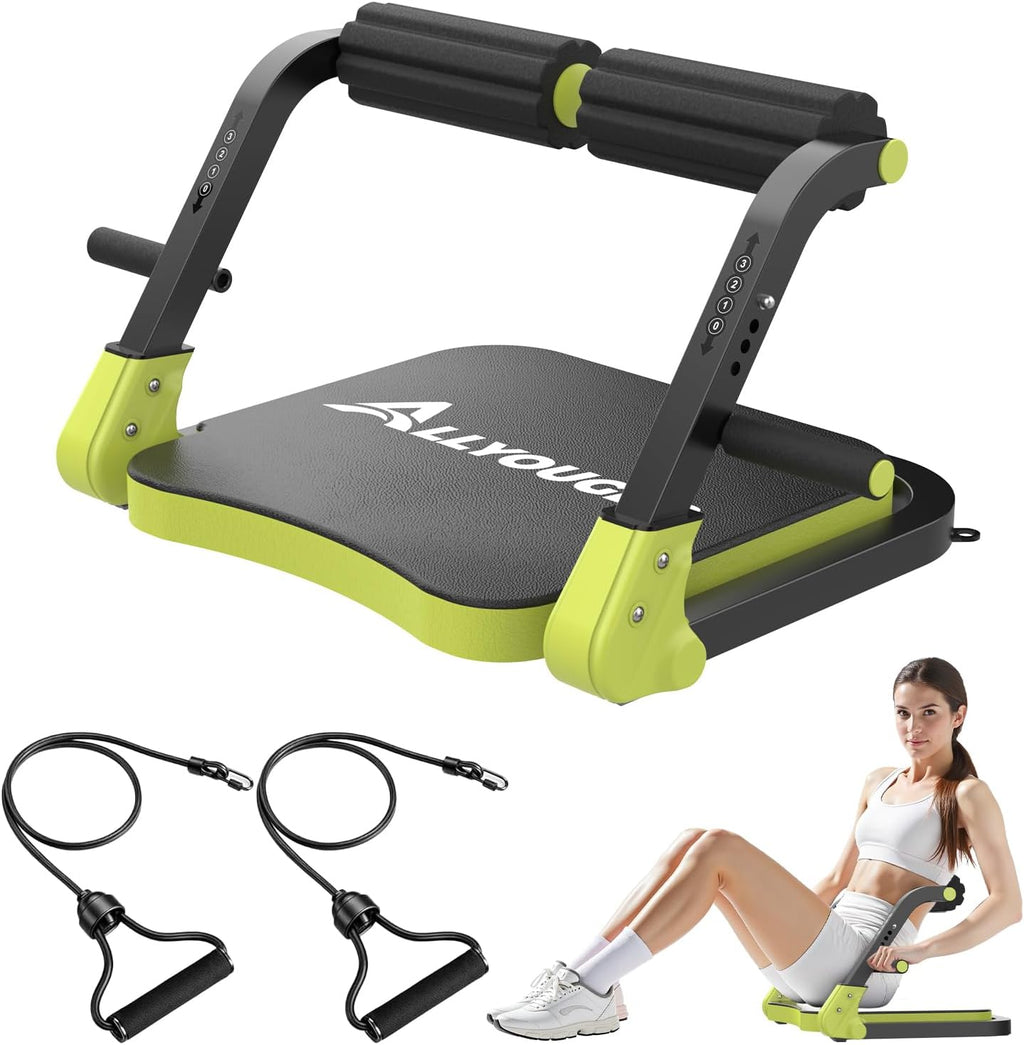 Ab Machine,Sit Up Exercise Equipment, Workout Equipment,Adjustable Ab Trainer with 3 Resistance Levels and Removable Auxiliary Handle,Home Gym