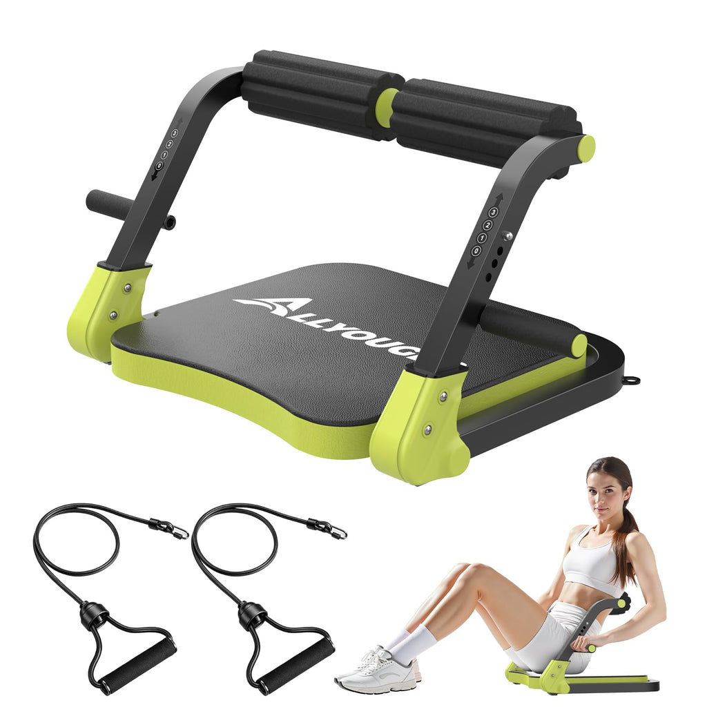 Ab Machine,Sit Up Exercise Equipment& Core Machine, Workout Equipment,Adjustable Ab Trainer with 3 Resistance Levels and Removable Auxiliary Handle,Home Gym Fitness Equipment for All Ages