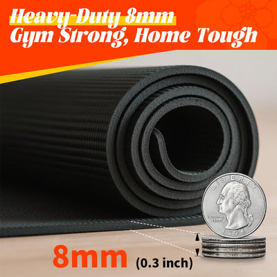 VTORY Extra Thick Large Exercise Mat, 6'x4'/7'x5'/8'x6'/10'x6'x8mm(1/3 inch) , Non-Slip, PVC, Ultra Durable, Heavy-Duty Mat, Shoes-Friendly, High-Density, Large Wide Yoga Mat, Workout Mat for Home Gym, Cardio, Strength, HIIT, MMA