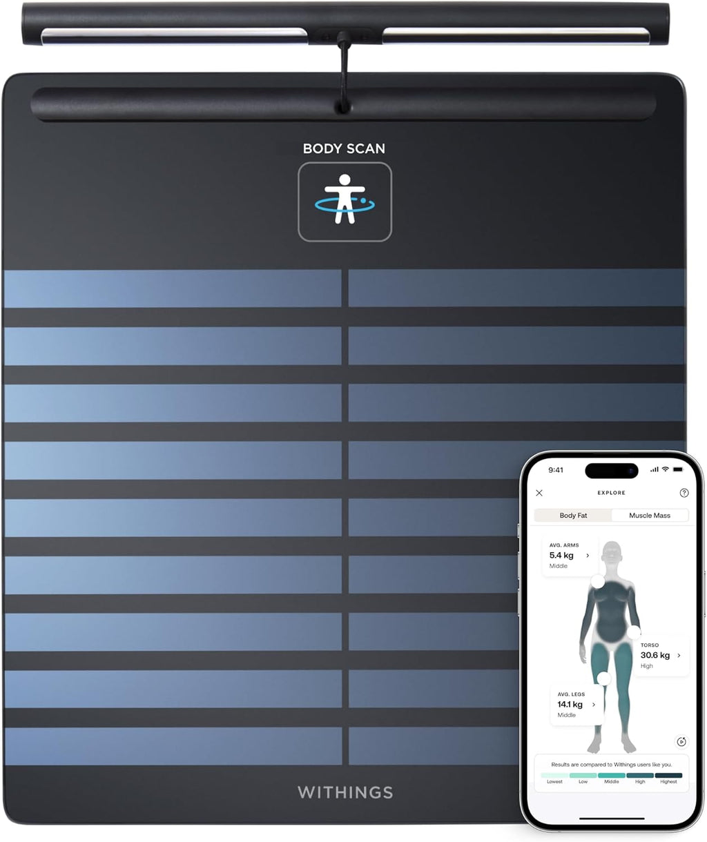 WITHINGS Body Scan - Connected WiFi Scale to Improve Your Health, BIA Personal Scale, Body Composition Analysis, Body Fat, Muscle Mass, Water Percentage