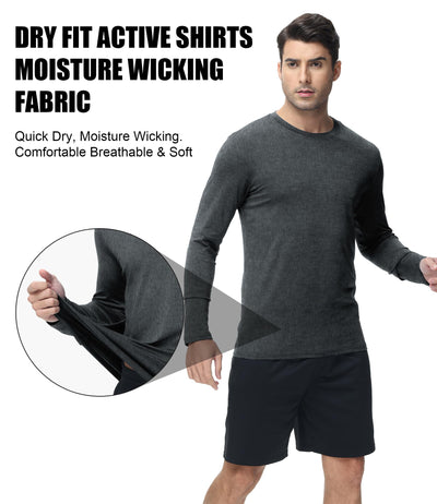 6 Pack Men Dry Fit Workout Long Sleeve Athletic Gym UPF 50+ SPF UV Sun Protection Quick Dry Lightweight Shirts