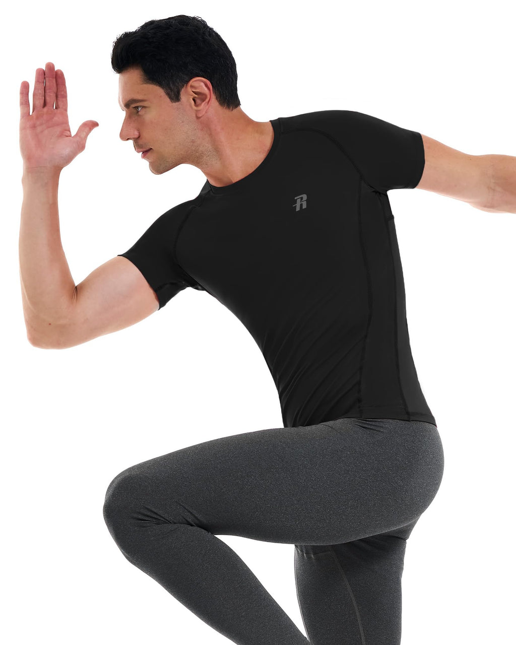 Runhit 3 Pack Men's Compression Shirts Short Sleeve Athletic T Shirt Cool Dry Workout Tops Sports Base Layer Undershirt