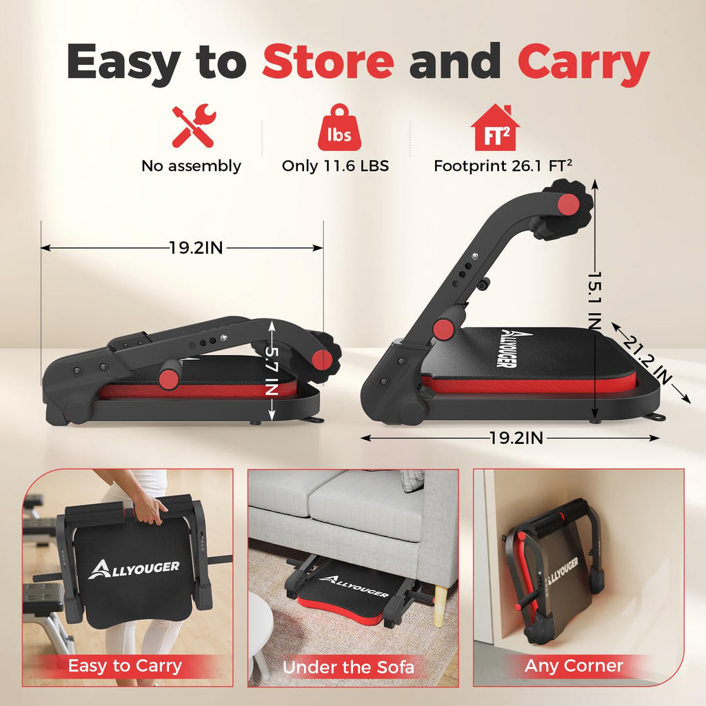 Ab Machine,Sit Up Exercise Equipment& Core Machine, Workout Equipment,Adjustable Ab Trainer with 3 Resistance Levels and Removable Auxiliary Handle,Home Gym Fitness Equipment for All Ages