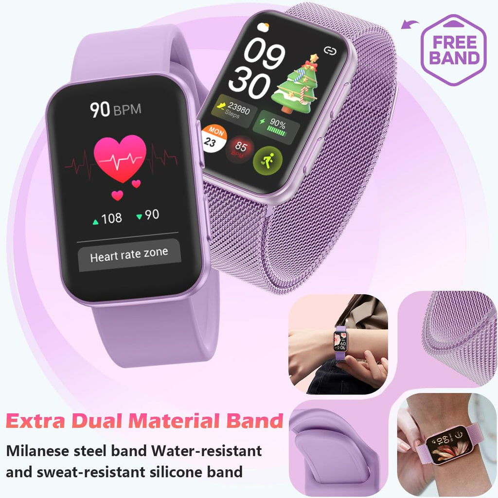 MorePro Health Fitness Tracker with Blood oxy-gen Monitor and 24/7 Heart Rate and Blood Pressure, Sleep Monitor, 120+ Sport Modes Waterproof Fitness Watch for Women Men Android iOS, Black