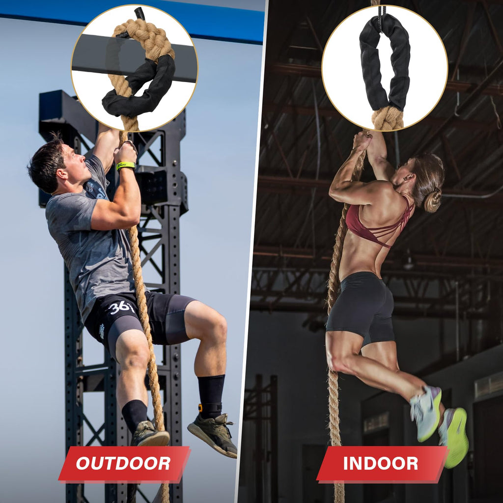 Climbing Rope Gym Workout - 1.5 Inch Diameter 10FT 15FT 20FT 25FT 30FT 35FT Heavy Duty Jute Thick Ropes for Adults Strength Training Outdoor Tree Swing Indoor Home Fitness Exercise