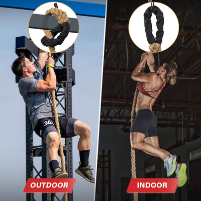 Climbing Rope Gym Workout - 1.5 Inch Diameter 10FT 15FT 20FT 25FT 30FT 35FT Heavy Duty Jute Thick Ropes for Adults Strength Training Outdoor Tree Swing Indoor Home Fitness Exercise
