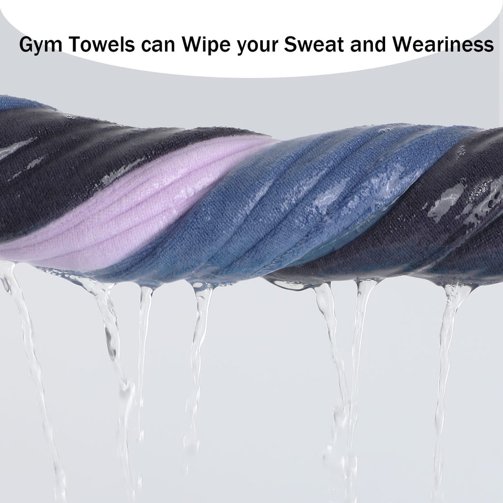 Microfiber Gym Towels Bigger Size Super Soft for Exercise Fitness, Sports, Workout, 380-GSM 15-Inch x 31-Inch Quick-Drying Towels (3 Pack, Grey+Blue+Purple)
