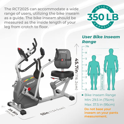 by Innova RCT2025 Recumbent Cross Trainer with Swivel Seat & Leg Harness, White/Gray/Black