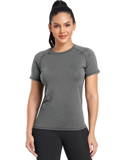 TELALEO 4 Pack Women's Compression Shirt Running Athletic T-Shirts Workout Tops Baselayer Short Sleeve Yoga Gym Sports Gear