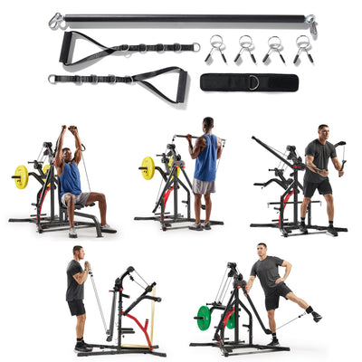 Sunny Health & Fitness Multifunctional Strength Training Home Gym – Complete Workout Equipment with Training Attachments, Optional Squat Stand, Power Rack Cage, Adjustable Incline Bench