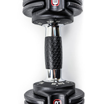 CAP Barbell ADJUSTABELL Adjustable Round Dumbbell Weights - Singles & Pairs | 12.5 lb, 25 lb & 55 lb | Multiple Handle Options