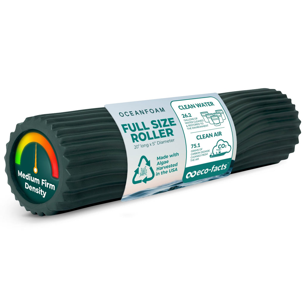 Oceanfoam Tidal Roller - Natural - Muscle Massage Foam Roller for Back Pain & Stretching - Firm and Ergonomic Wide Wave Textured - Yoga, Athletics, & Wellness - Full Size, 20" x 5"