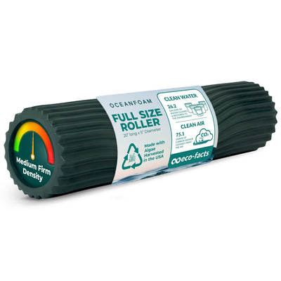 Oceanfoam Tidal Roller - Natural - Muscle Massage Foam Roller for Back Pain & Stretching - Firm and Ergonomic Wide Wave Textured - Yoga, Athletics, & Wellness - Full Size, 20" x 5"