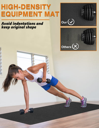 Treadmill Mat 96"x36", WERCHO Walking Pad Mat for Carpet Hardwood Floors 6mm Heavy-Duty Exercise Equipment Mat for Rowing Machine, Treadmil Pad, Spin Bike, Elliptical Trainer, Home, Gym