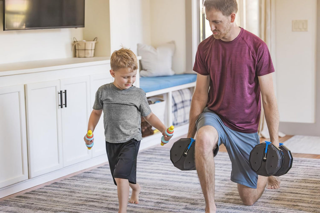 Wooden Toy Dumbbell Set: Colorful Toddler Workout Equipment - Fun Exercise Weights for Children - Safe and Durable Kids Weight Set - Active Play and Fitness Habits - 2pc Kids Gym